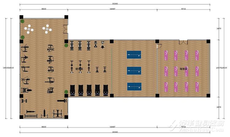 433平方米健身房设计案例平面图