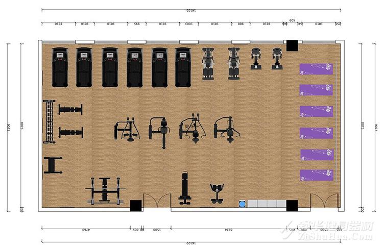140平方米健身房设计案例平面图